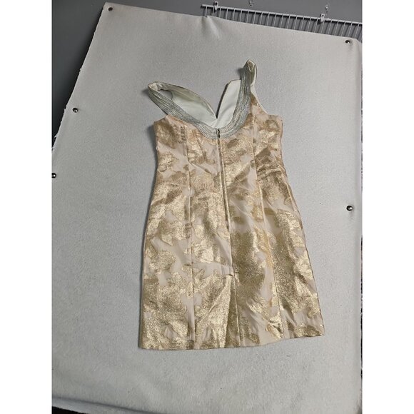 Lilly Pulitzer Valli Floral Gold Dress Size 4 Organza Brocade Sheath - Picture 4 of 9